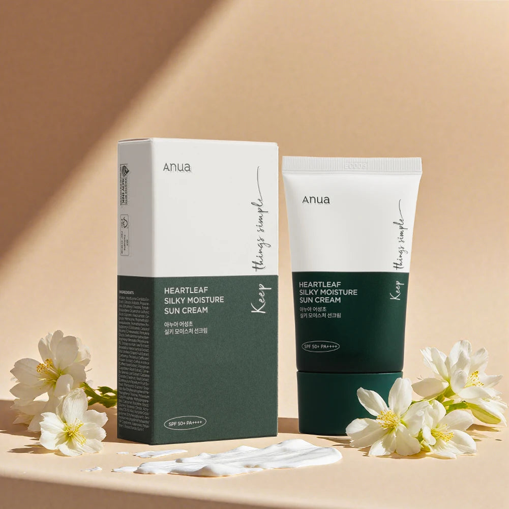 Anua Silky Moisture Sunscreen SPF 50+ Moisture Daily Sunscreen Protector Solar Facial Sun Cream Original Skincare Products Sets